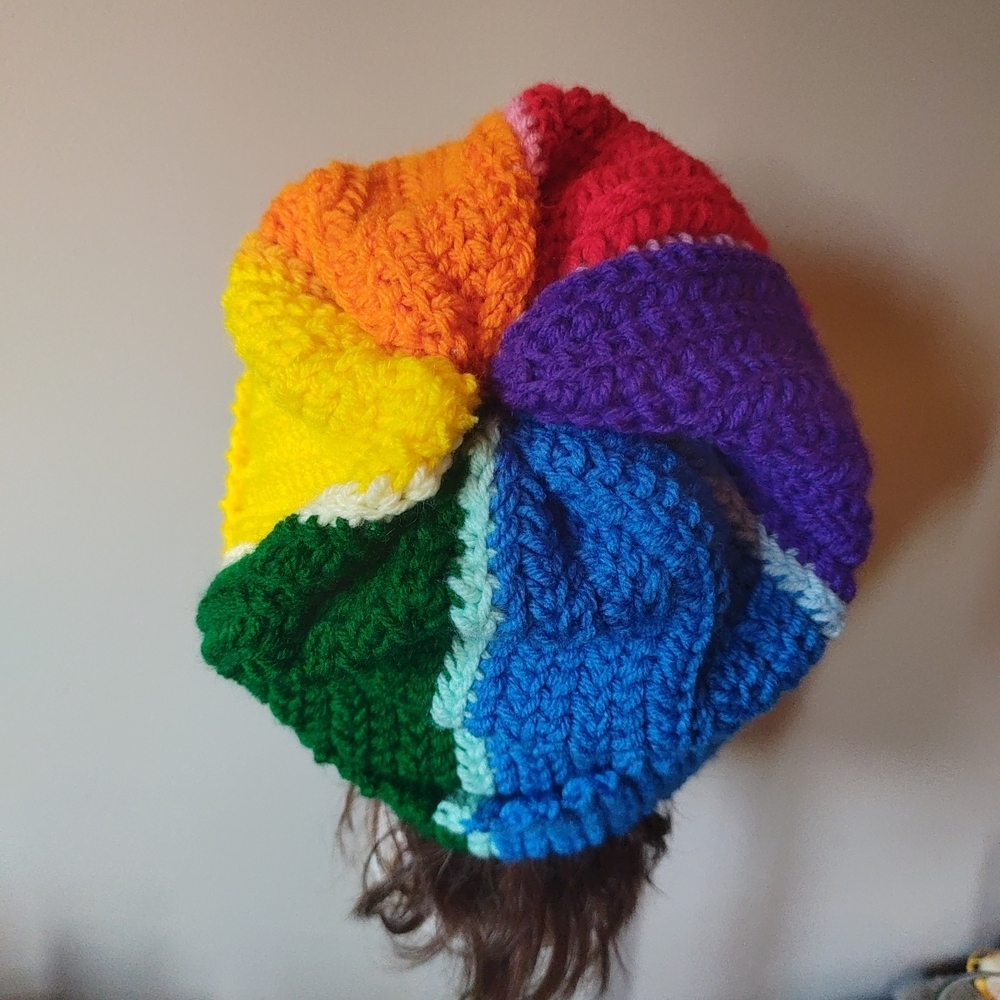 Colorful Rainbow Crochet Handmade Beanie Hat
